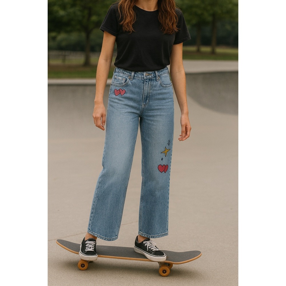 Thereabouts‎ High Rise Baggy Jeans 20.5 Plus Hearts Stars Graphic Y2K Inspired